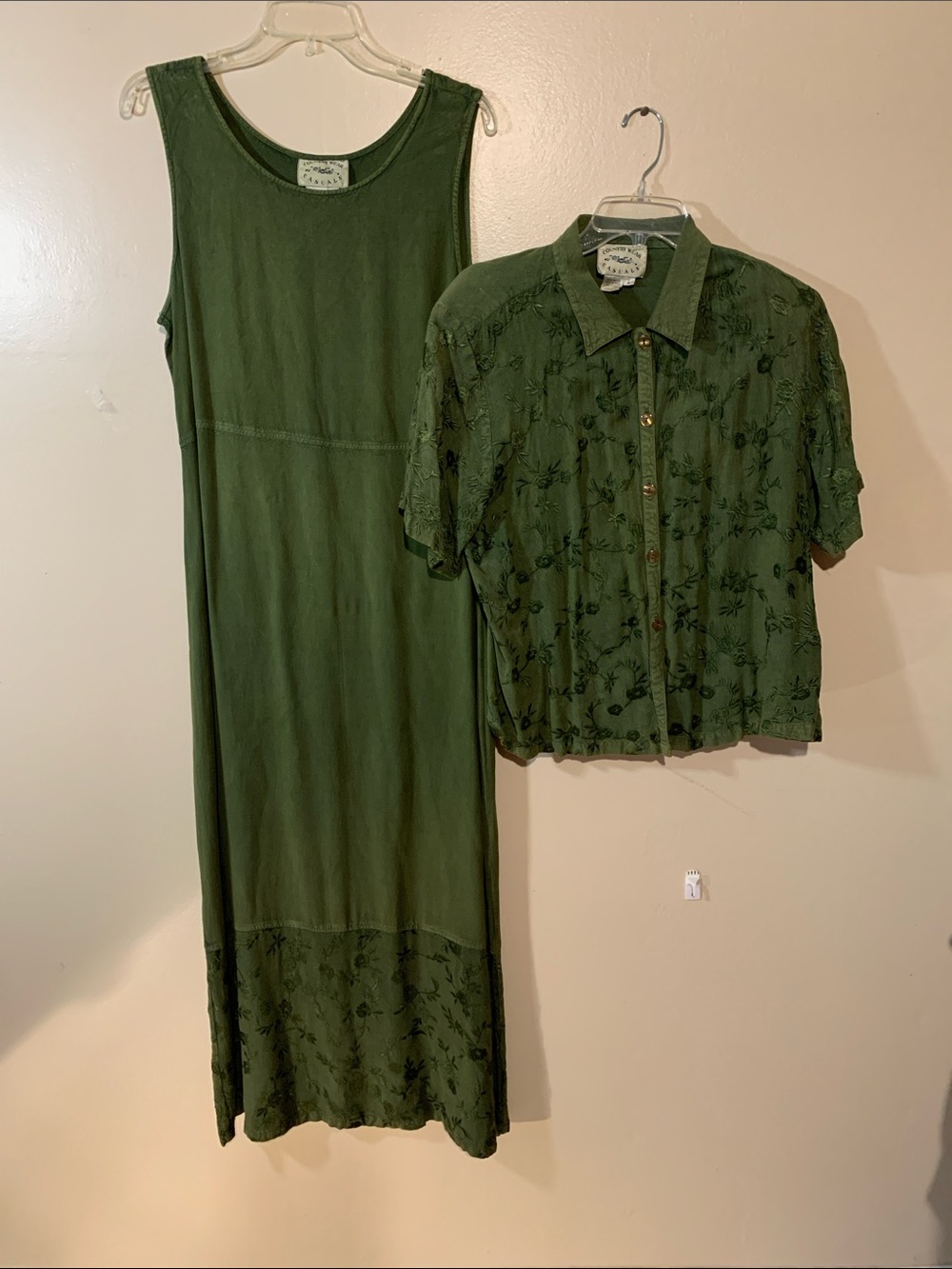 Olive Green Sleeveless Maxi Dress with Short Sleeve Overlay Country Wear Casuals